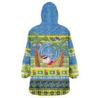 Palau Christmas Wearable Blanket Hoodie Chilling Santa Ungil Kurismas - Polynesian Pride