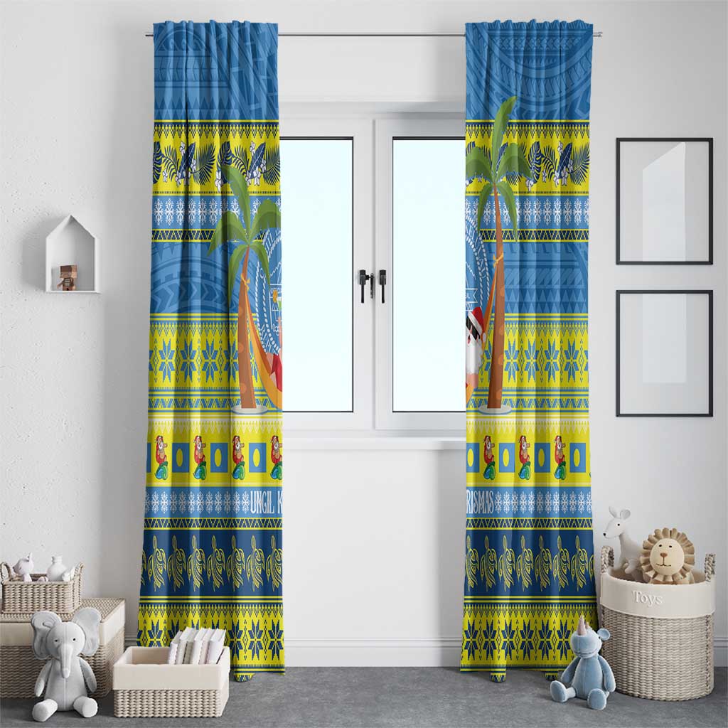 Palau Christmas Window Curtain Chilling Santa Ungil Kurismas - Polynesian Pride