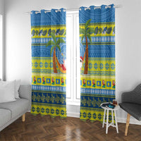 Palau Christmas Window Curtain Chilling Santa Ungil Kurismas - Polynesian Pride