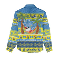 Palau Christmas Women Casual Shirt Chilling Santa Ungil Kurismas - Polynesian Pride