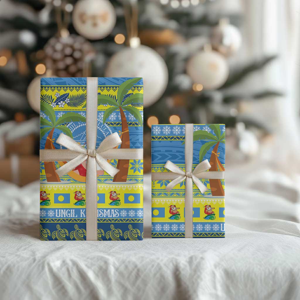 Palau Christmas Wrapping Paper Chilling Santa Ungil Kurismas - Polynesian Pride