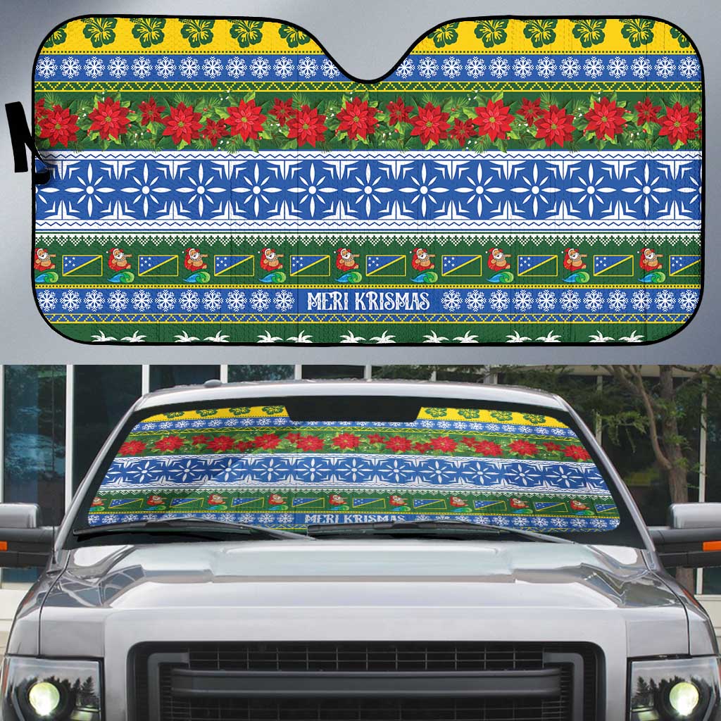 Solomon Islands Christmas Auto Sun Shade The Solomons Melanesian Meri Krismas - Polynesian Pride