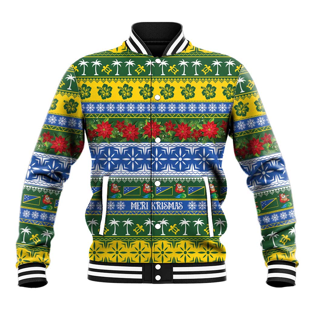Solomon Islands Christmas Baseball Jacket The Solomons Melanesian Meri Krismas - Polynesian Pride