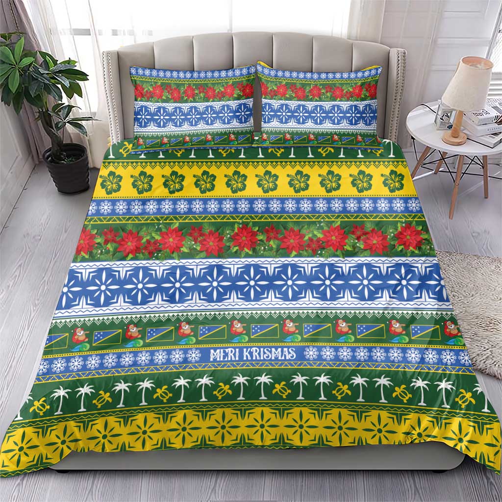 Solomon Islands Christmas Bedding Set The Solomons Melanesian Meri Krismas - Polynesian Pride