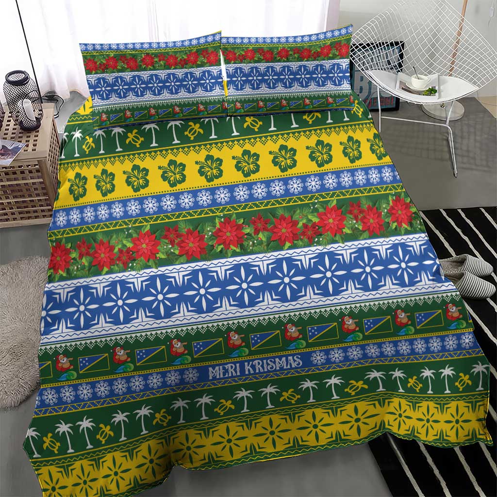 Solomon Islands Christmas Bedding Set The Solomons Melanesian Meri Krismas - Polynesian Pride