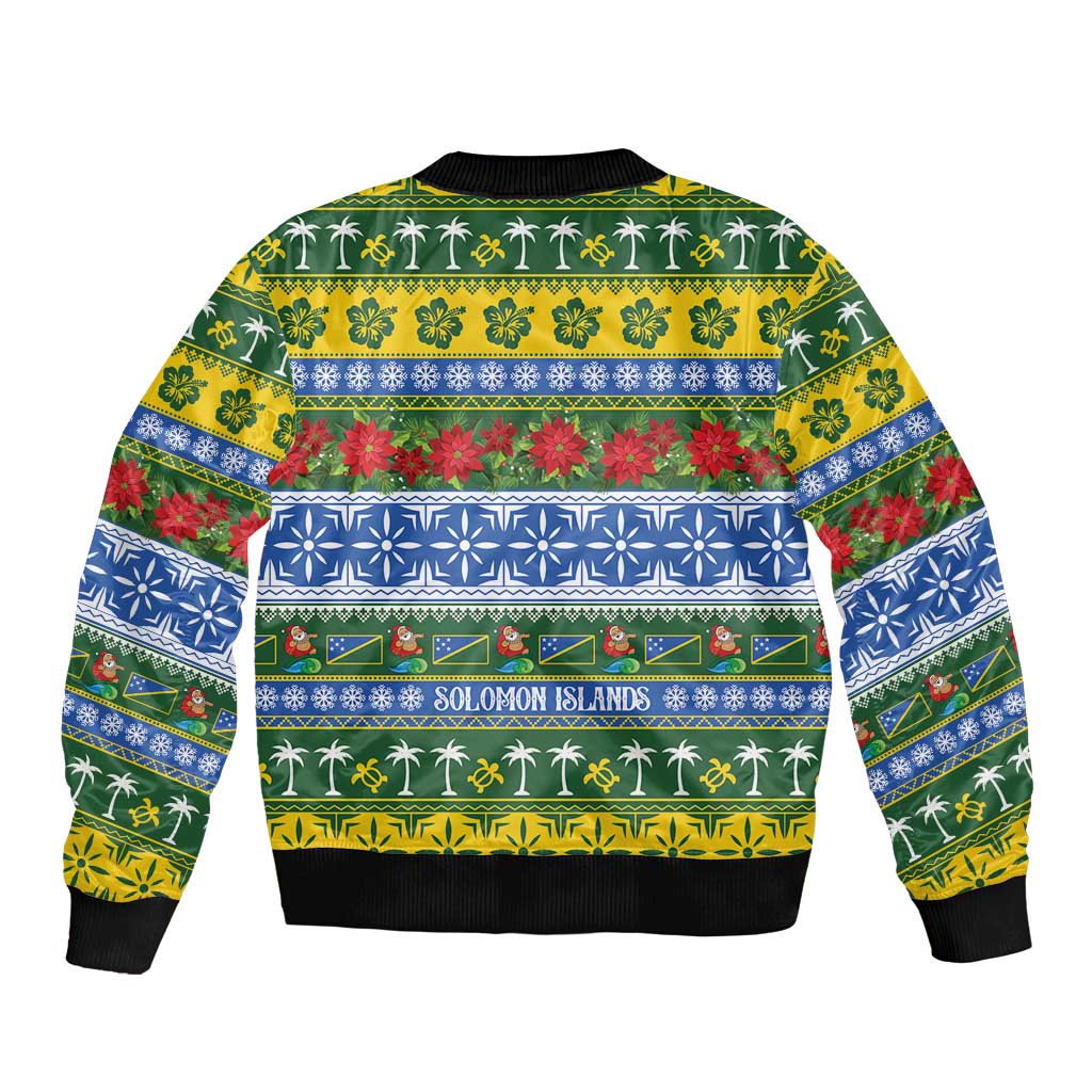 Solomon Islands Christmas Bomber Jacket The Solomons Melanesian Meri Krismas - Polynesian Pride