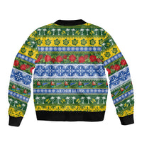 Solomon Islands Christmas Bomber Jacket The Solomons Melanesian Meri Krismas - Polynesian Pride