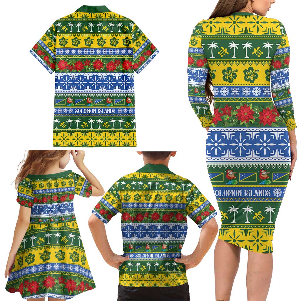 Solomon Islands Christmas Family Matching Long Sleeve Bodycon Dress and Hawaiian Shirt The Solomons Melanesian Meri Krismas - Polynesian Pride