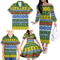 Solomon Islands Christmas Family Matching Off The Shoulder Long Sleeve Dress and Hawaiian Shirt The Solomons Melanesian Meri Krismas - Polynesian Pride