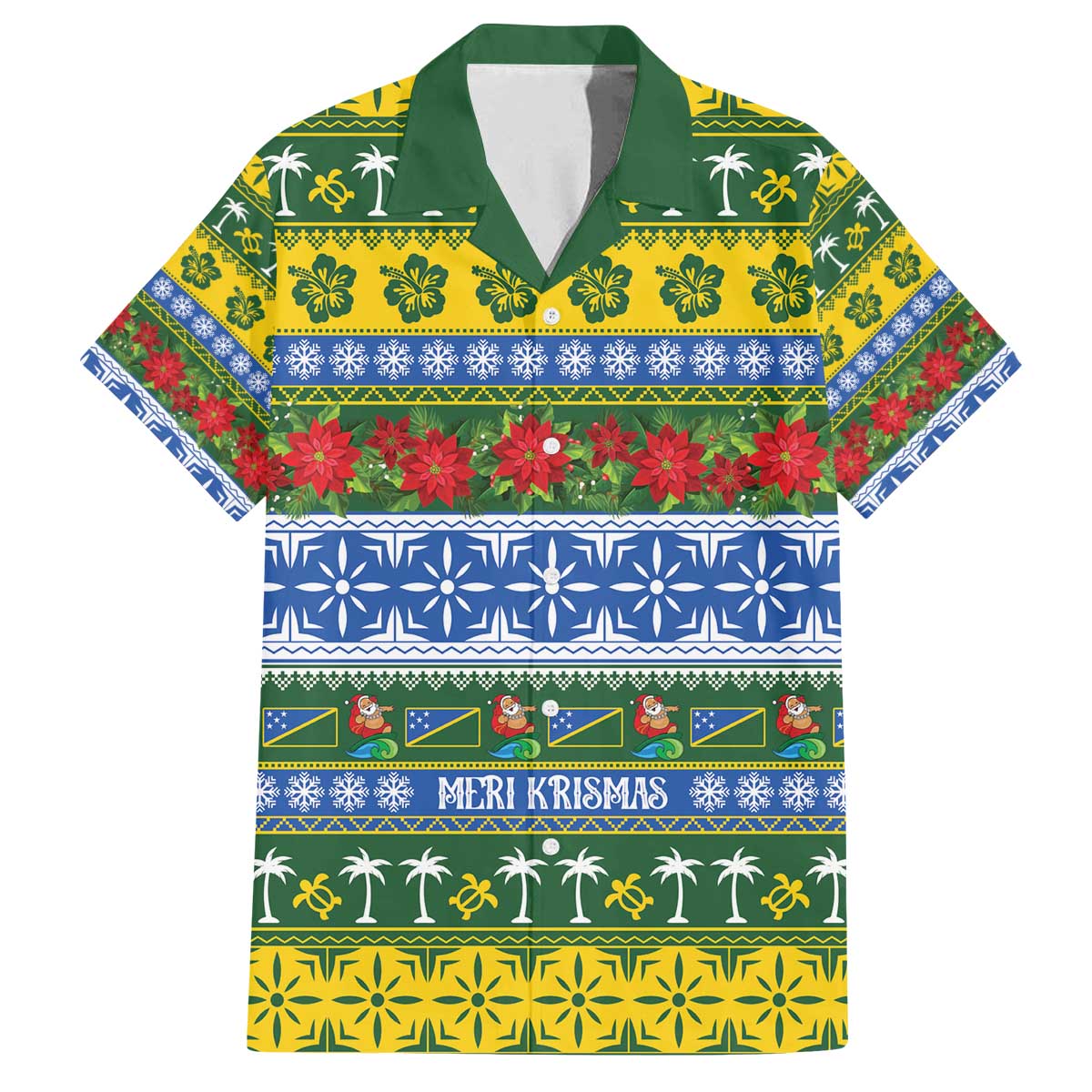 Solomon Islands Christmas Family Matching Off The Shoulder Long Sleeve Dress and Hawaiian Shirt The Solomons Melanesian Meri Krismas - Polynesian Pride