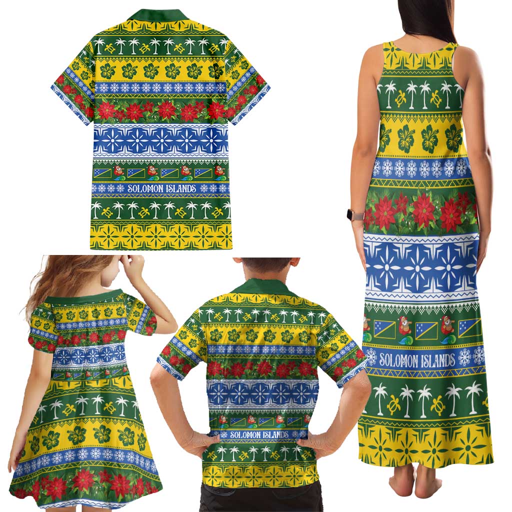 Solomon Islands Christmas Family Matching Tank Maxi Dress and Hawaiian Shirt The Solomons Melanesian Meri Krismas - Polynesian Pride