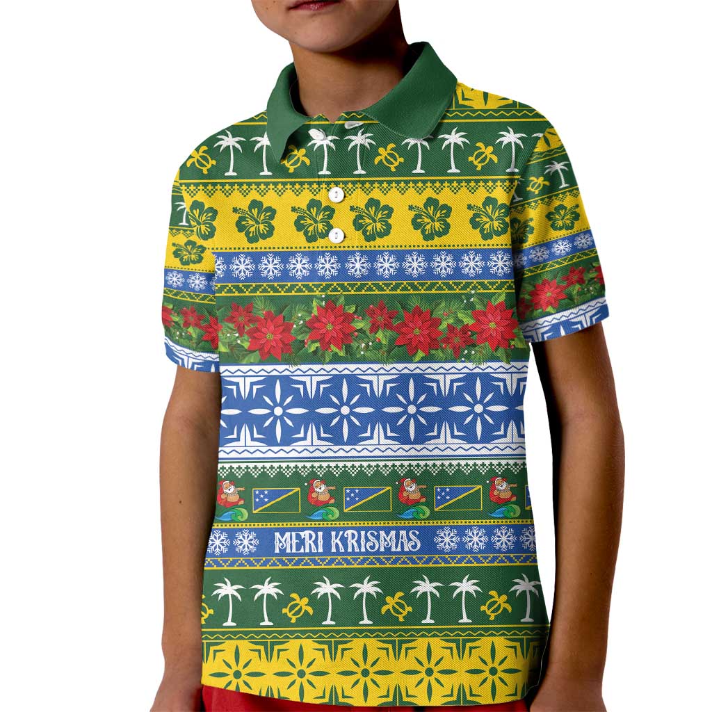 Solomon Islands Christmas Kid Polo Shirt The Solomons Melanesian Meri Krismas - Polynesian Pride