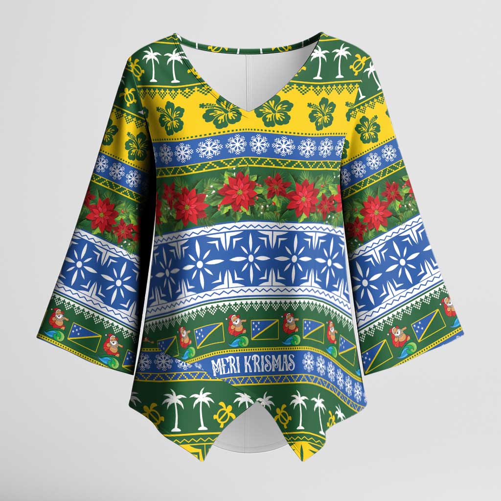 Solomon Islands Christmas Kimono Sleeve Blouse The Solomons Melanesian Meri Krismas - Polynesian Pride