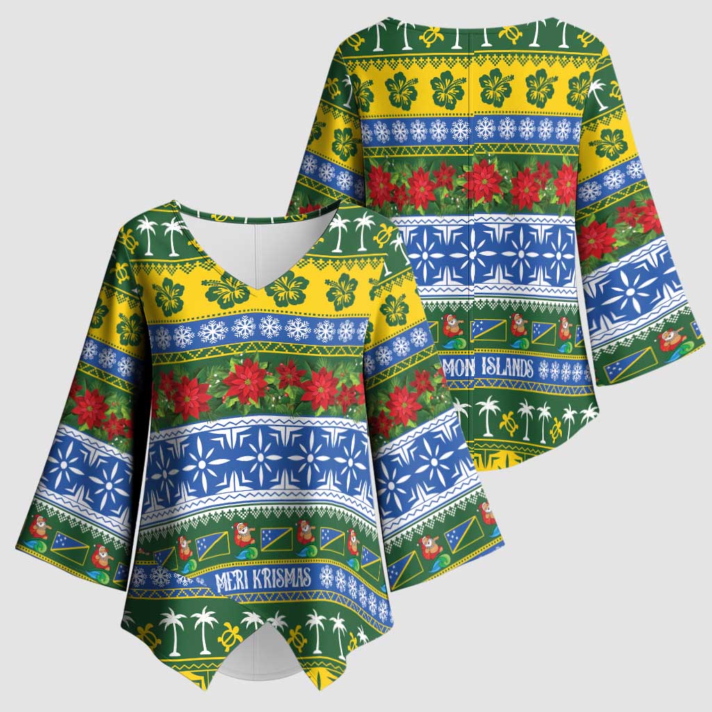 Solomon Islands Christmas Kimono Sleeve Blouse The Solomons Melanesian Meri Krismas - Polynesian Pride