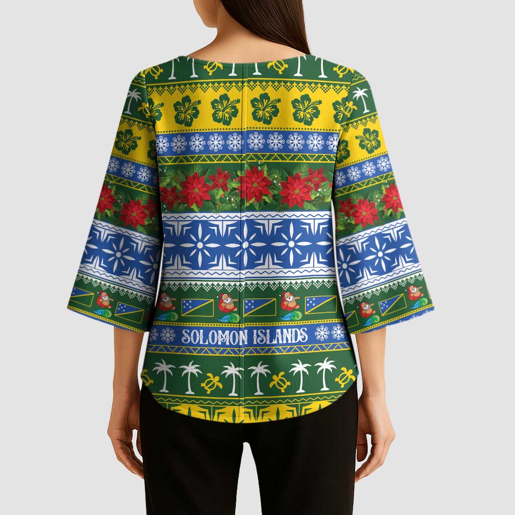 Solomon Islands Christmas Kimono Sleeve Blouse The Solomons Melanesian Meri Krismas - Polynesian Pride