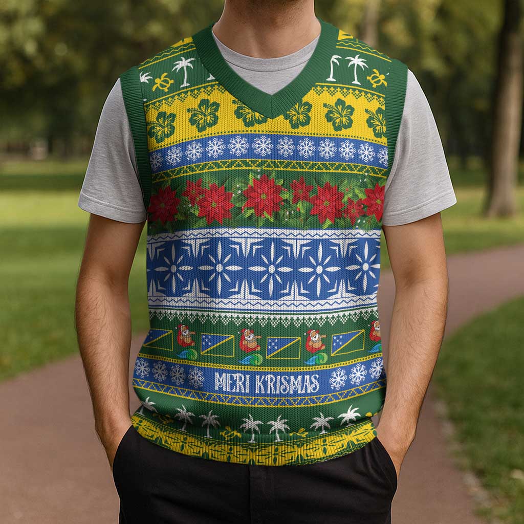 Solomon Islands Christmas Knitted V-Neck Vest The Solomons Melanesian Meri Krismas - Polynesian Pride