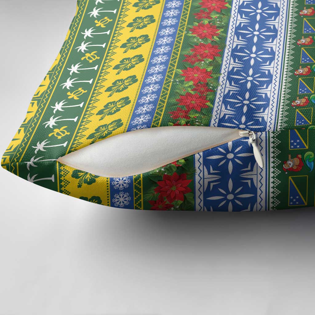 Solomon Islands Christmas Pillow Cover The Solomons Melanesian Meri Krismas - Polynesian Pride