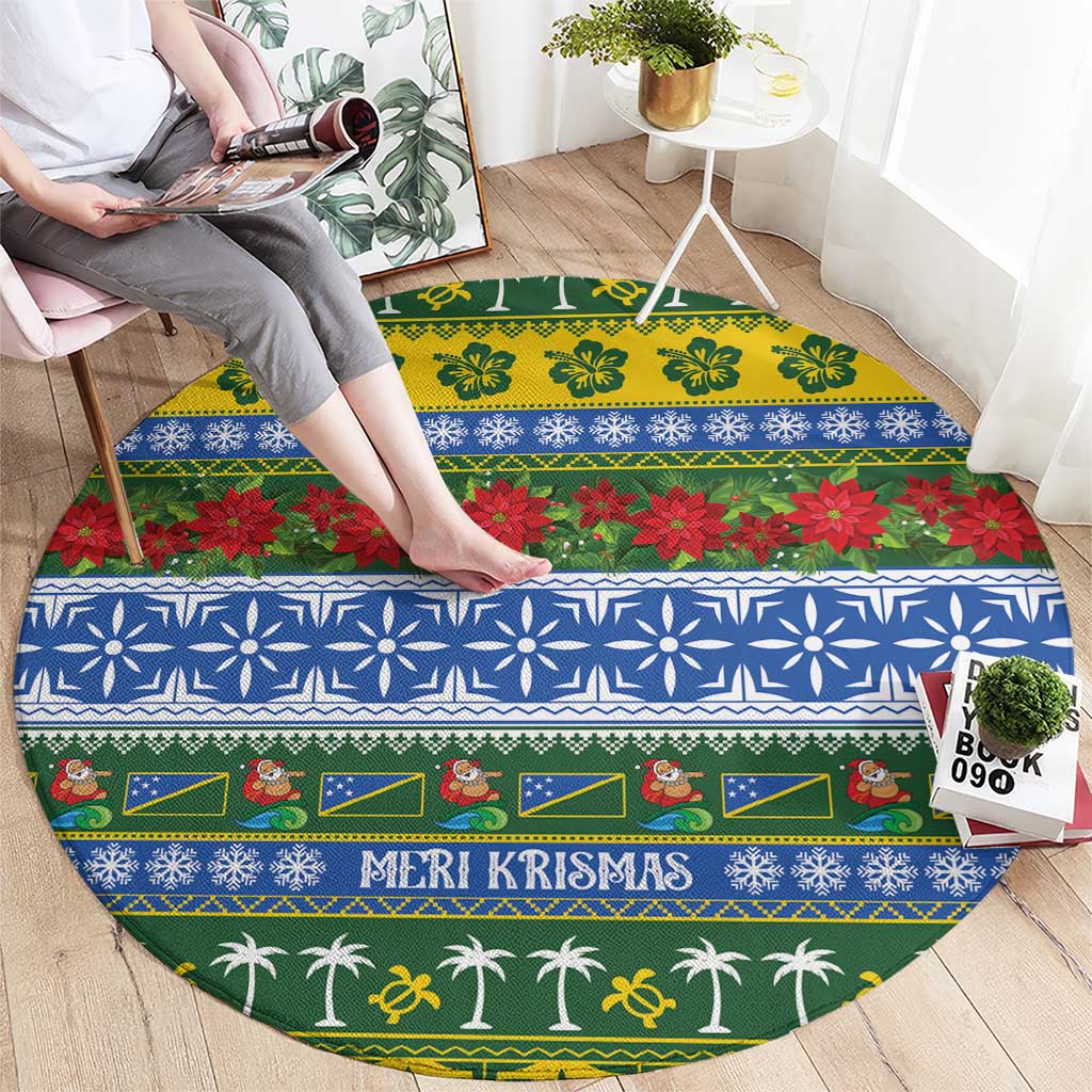 Solomon Islands Christmas Round Carpet The Solomons Melanesian Meri Krismas - Polynesian Pride