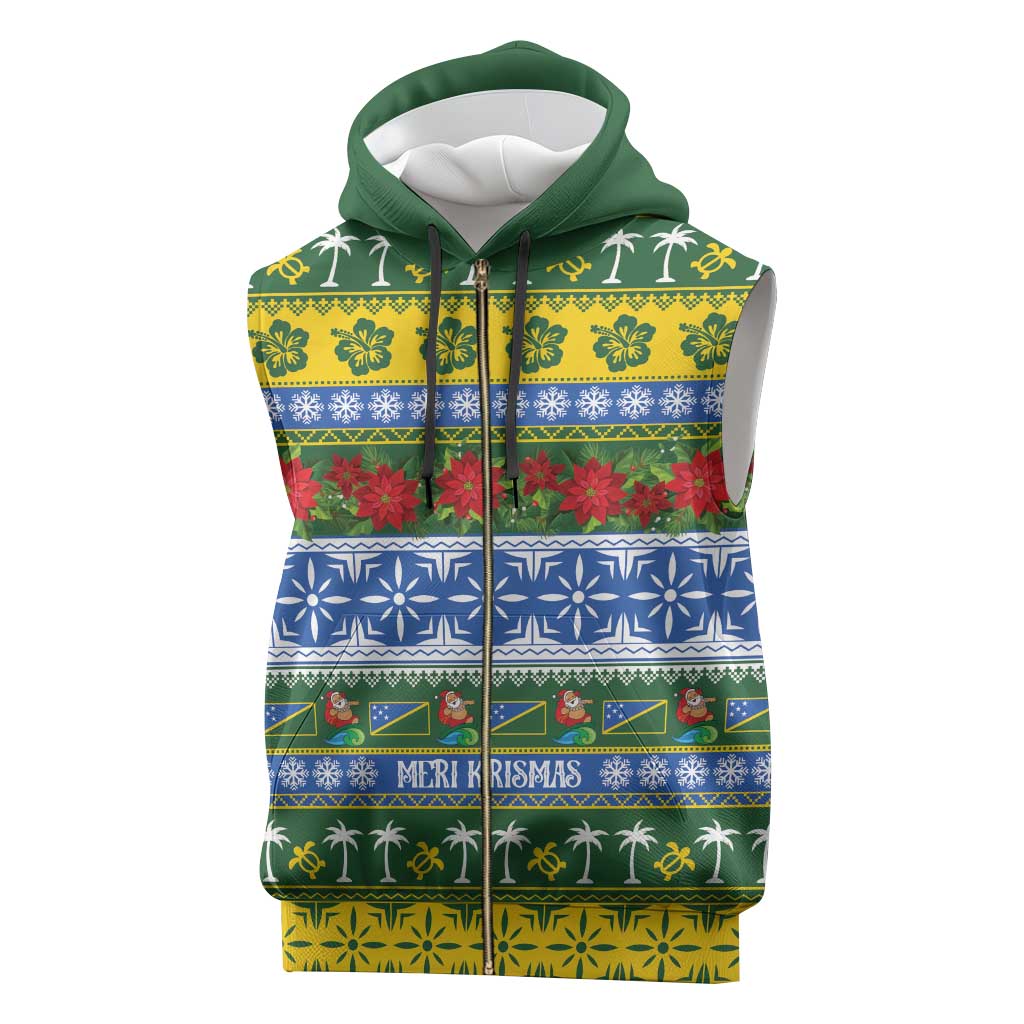 Solomon Islands Christmas Sleeveless Zip Hoodie The Solomons Melanesian Meri Krismas - Polynesian Pride