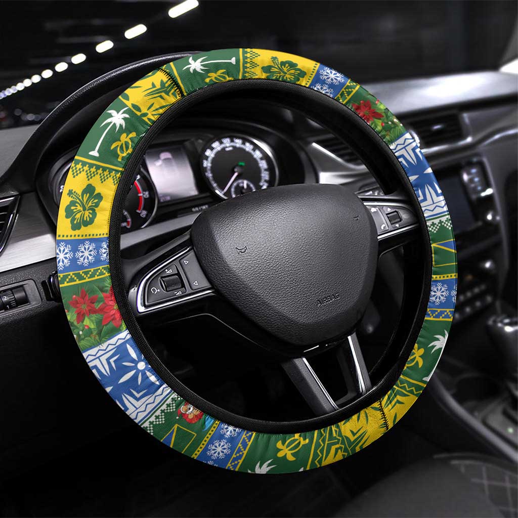 Solomon Islands Christmas Steering Wheel Cover The Solomons Melanesian Meri Krismas - Polynesian Pride
