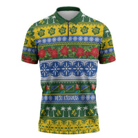 Solomon Islands Christmas Zipper Polo Shirt The Solomons Melanesian Meri Krismas - Polynesian Pride