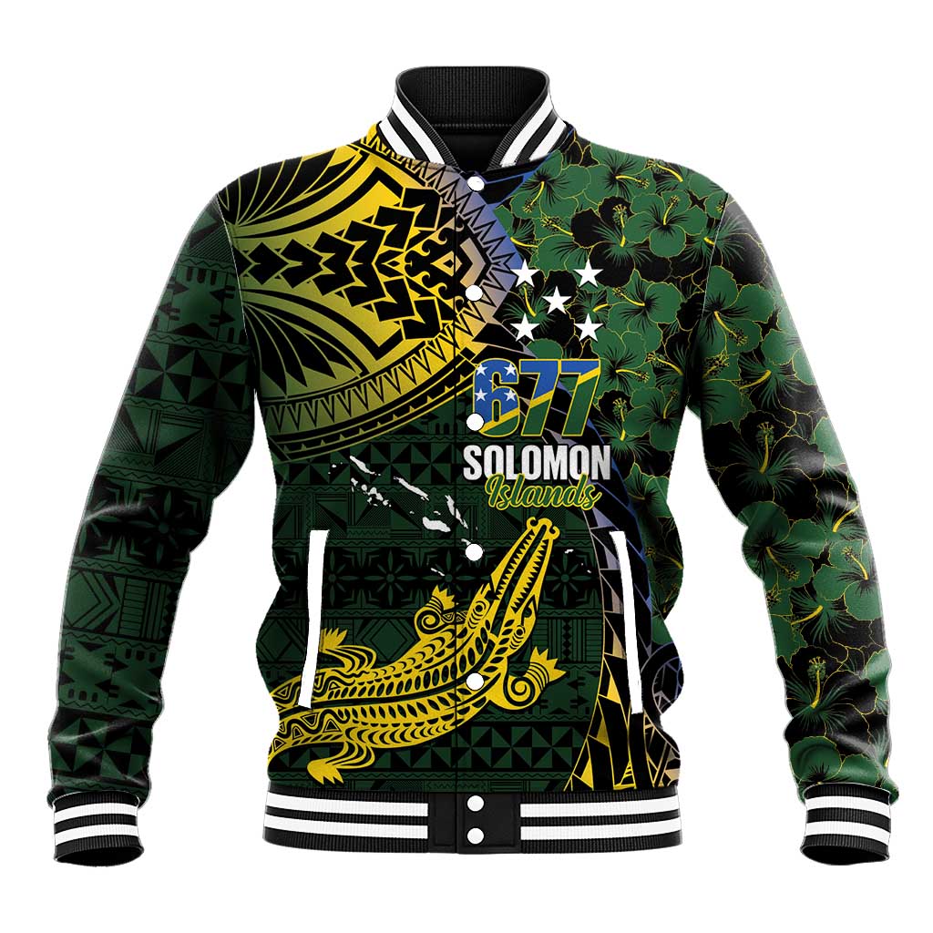 Solomon Islands Baseball Jacket 677 Proud Crocodile Melanesian Pattern - Polynesian Pride