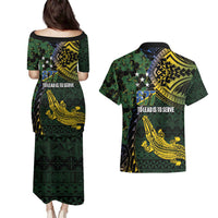 Solomon Islands Couples Matching Puletasi and Hawaiian Shirt 677 Proud Crocodile Melanesian Pattern - Polynesian Pride