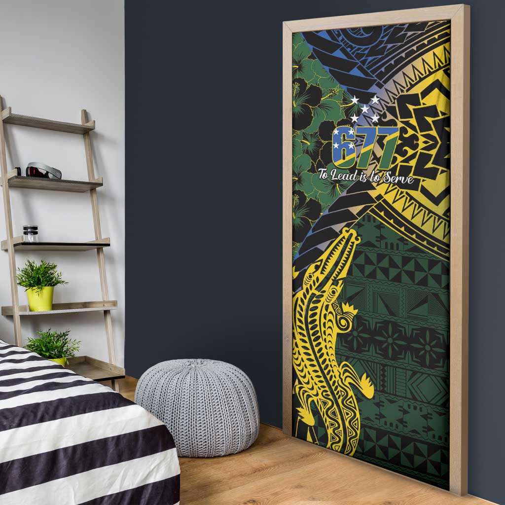 Solomon Islands Door Cover 677 Proud Crocodile Melanesian Pattern - Polynesian Pride