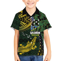 Solomon Islands Family Matching Off Shoulder Short Dress and Hawaiian Shirt 677 Proud Crocodile Melanesian Pattern - Polynesian Pride