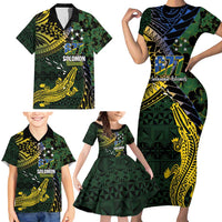 Solomon Islands Family Matching Short Sleeve Bodycon Dress and Hawaiian Shirt 677 Proud Crocodile Melanesian Pattern - Polynesian Pride
