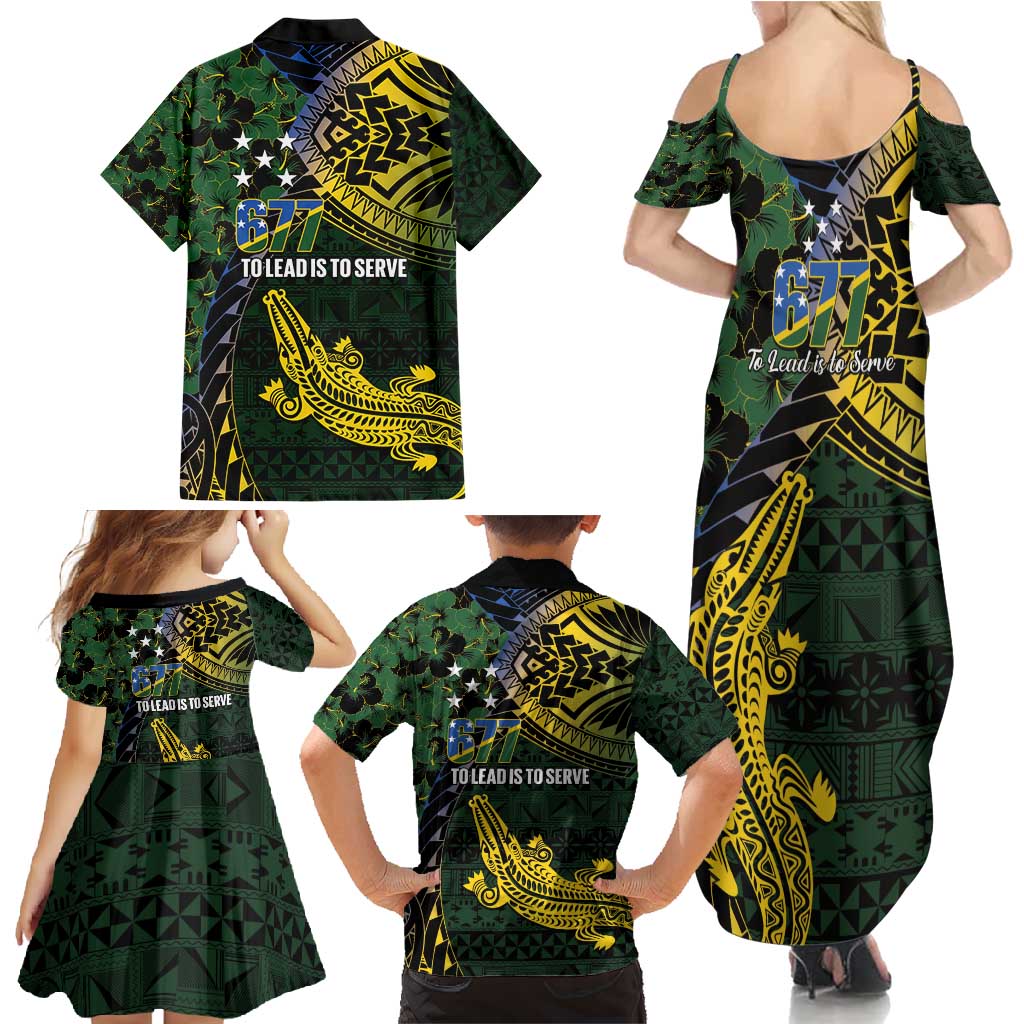 Solomon Islands Family Matching Summer Maxi Dress and Hawaiian Shirt 677 Proud Crocodile Melanesian Pattern - Polynesian Pride