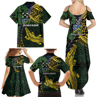 Solomon Islands Family Matching Summer Maxi Dress and Hawaiian Shirt 677 Proud Crocodile Melanesian Pattern - Polynesian Pride