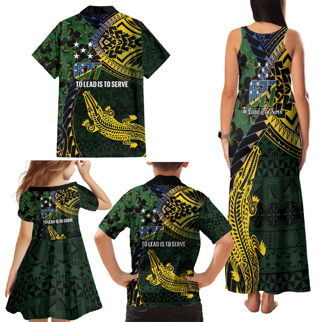 Solomon Islands Family Matching Tank Maxi Dress and Hawaiian Shirt 677 Proud Crocodile Melanesian Pattern - Polynesian Pride
