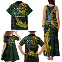 Solomon Islands Family Matching Tank Maxi Dress and Hawaiian Shirt 677 Proud Crocodile Melanesian Pattern - Polynesian Pride