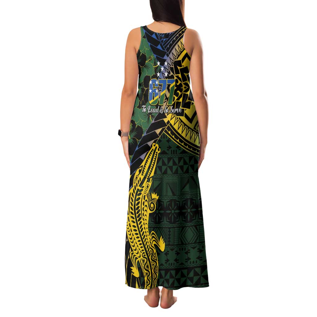 Solomon Islands Family Matching Tank Maxi Dress and Hawaiian Shirt 677 Proud Crocodile Melanesian Pattern - Polynesian Pride