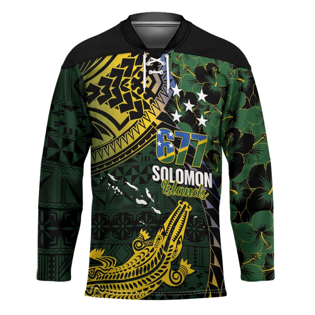 Solomon Islands Hockey Jersey 677 Proud Crocodile Melanesian Pattern - Polynesian Pride
