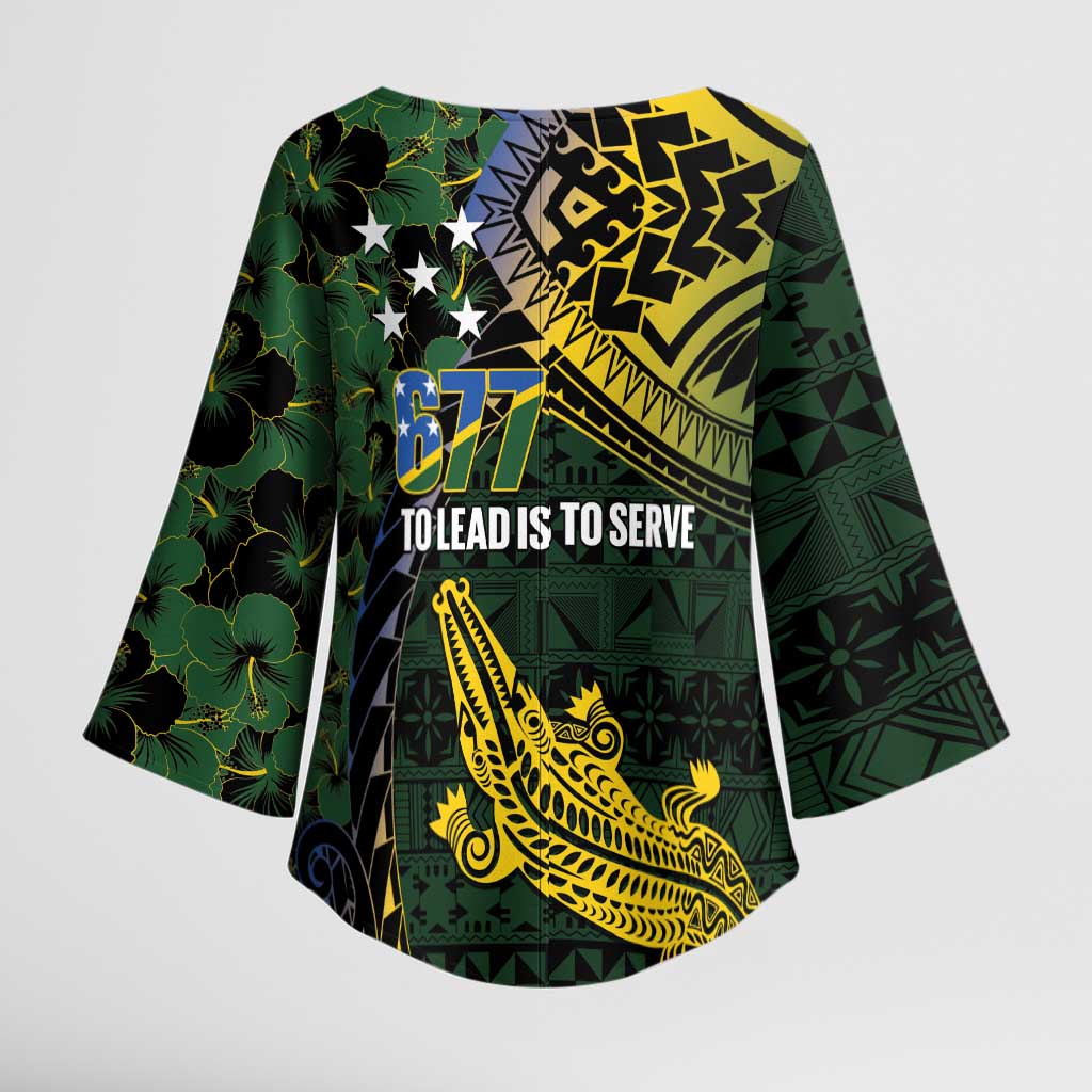 Solomon Islands Kimono Sleeve Blouse 677 Proud Crocodile Melanesian Pattern - Polynesian Pride