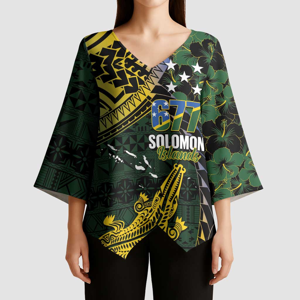 Solomon Islands Kimono Sleeve Blouse 677 Proud Crocodile Melanesian Pattern - Polynesian Pride