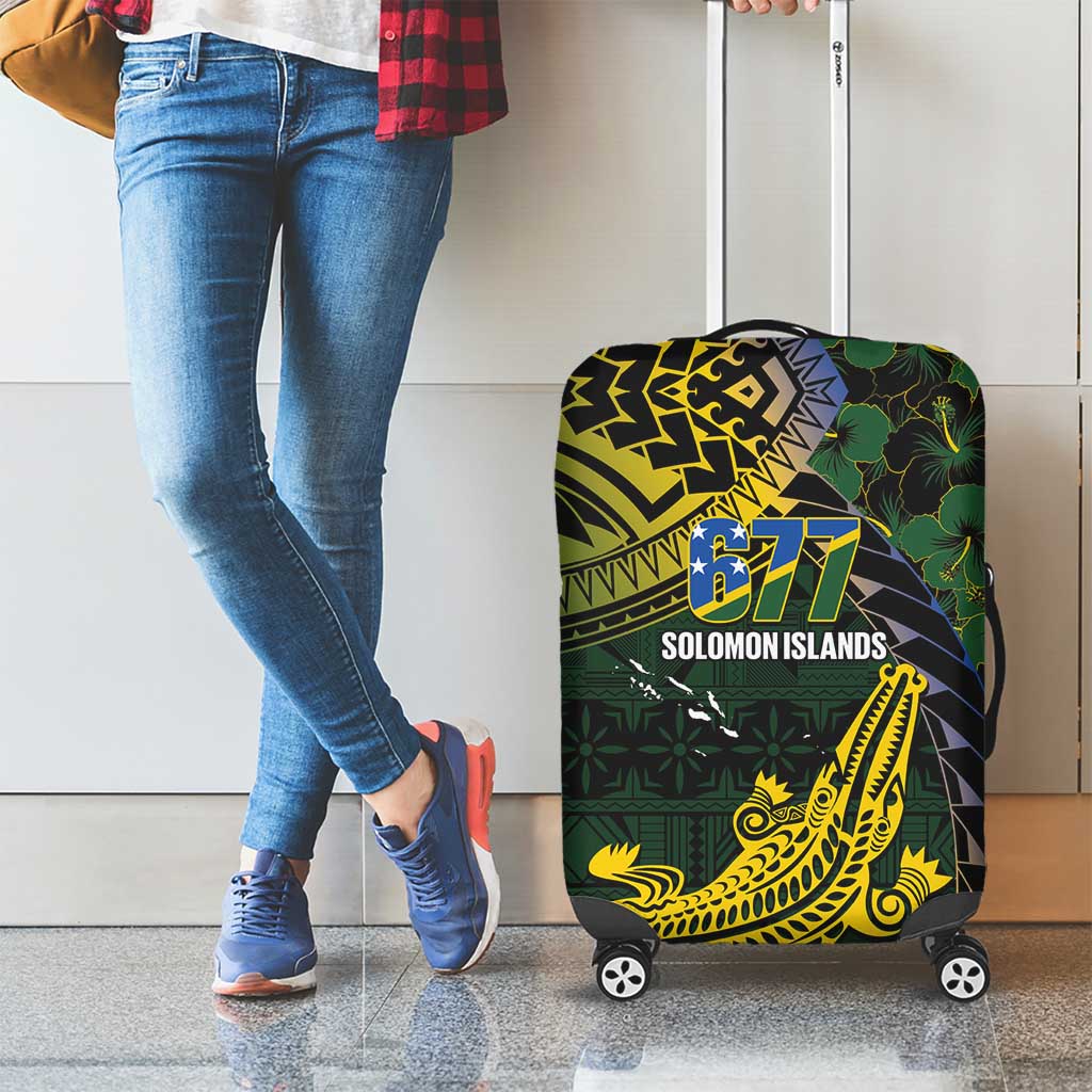Solomon Islands Luggage Cover 677 Proud Crocodile Melanesian Pattern - Polynesian Pride