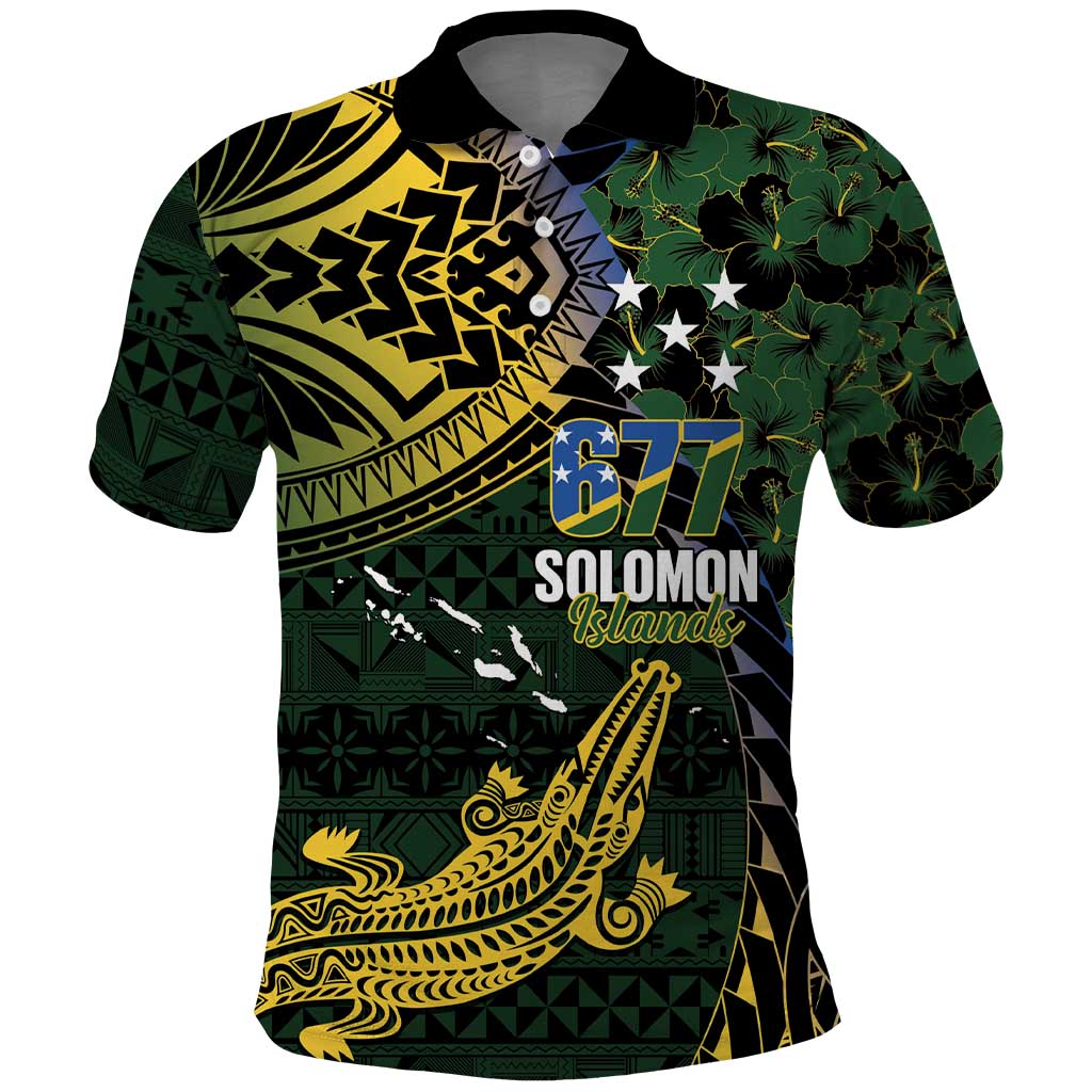 Solomon Islands Polo Shirt 677 Proud Crocodile Melanesian Pattern - Polynesian Pride