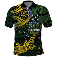Solomon Islands Polo Shirt 677 Proud Crocodile Melanesian Pattern - Polynesian Pride