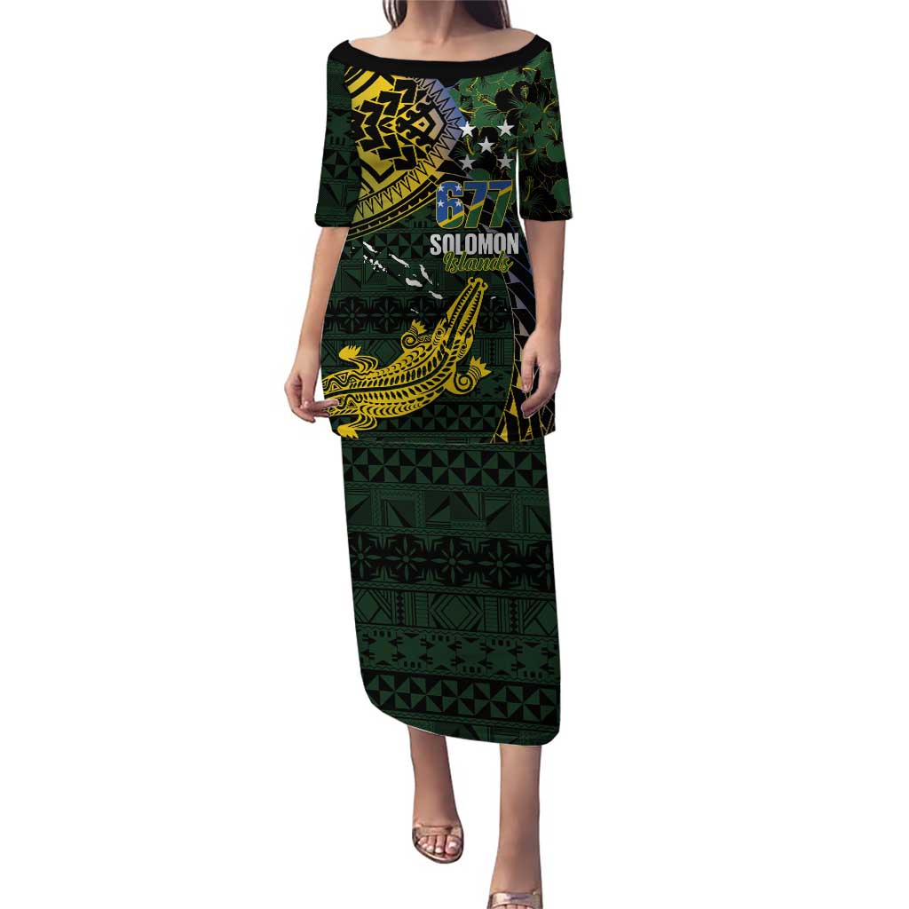 Solomon Islands Puletasi 677 Proud Crocodile Melanesian Pattern - Polynesian Pride