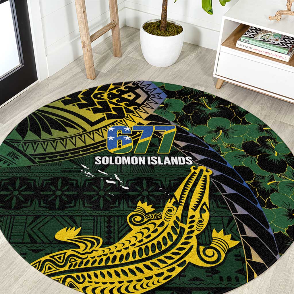 Solomon Islands Round Carpet 677 Proud Crocodile Melanesian Pattern - Polynesian Pride