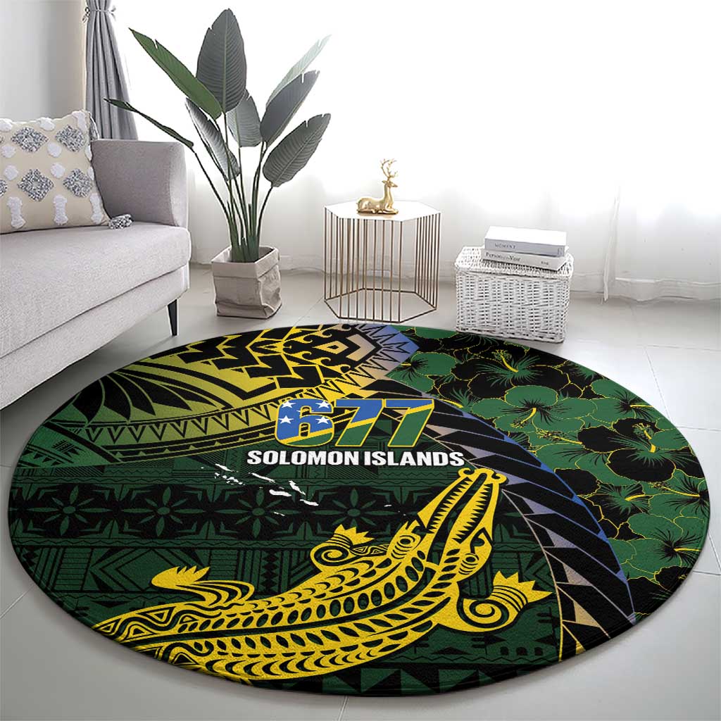 Solomon Islands Round Carpet 677 Proud Crocodile Melanesian Pattern - Polynesian Pride