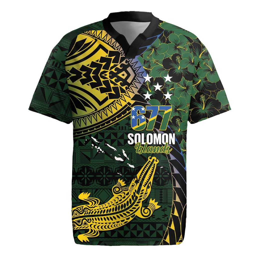 Solomon Islands Rugby Jersey 677 Proud Crocodile Melanesian Pattern - Polynesian Pride