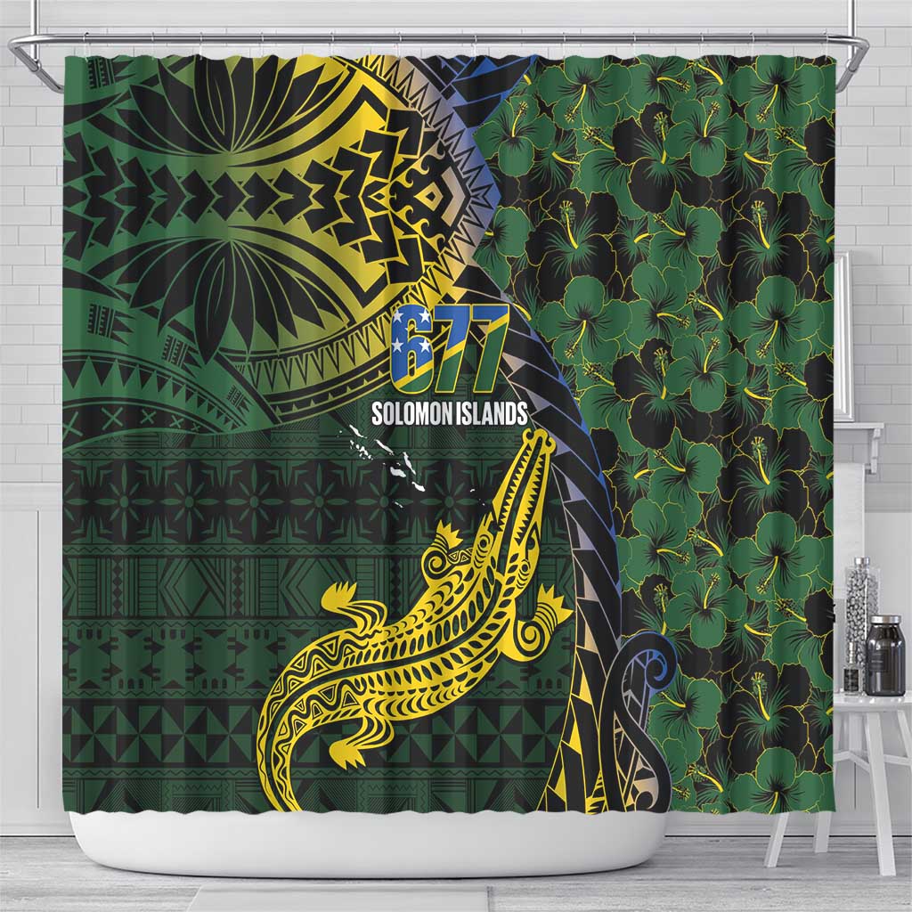 Solomon Islands Shower Curtain 677 Proud Crocodile Melanesian Pattern - Polynesian Pride