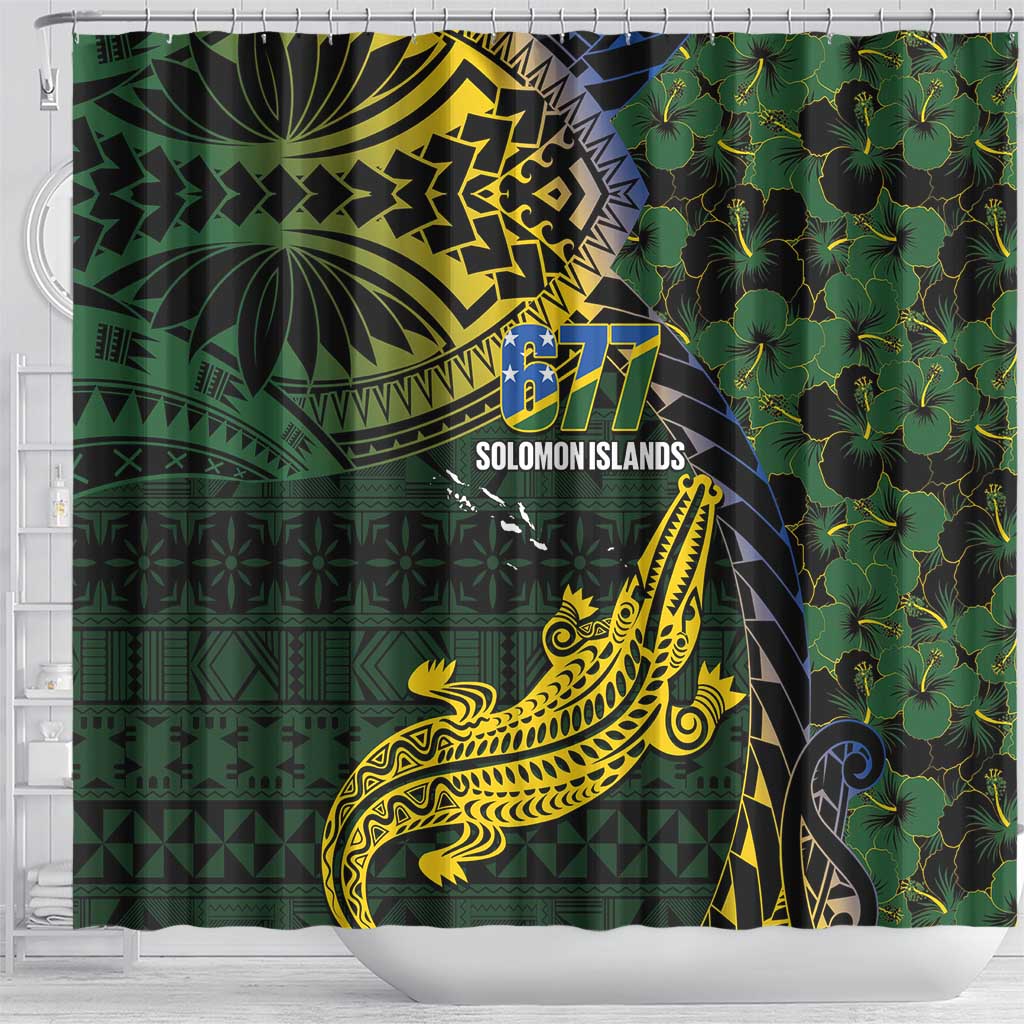 Solomon Islands Shower Curtain 677 Proud Crocodile Melanesian Pattern - Polynesian Pride
