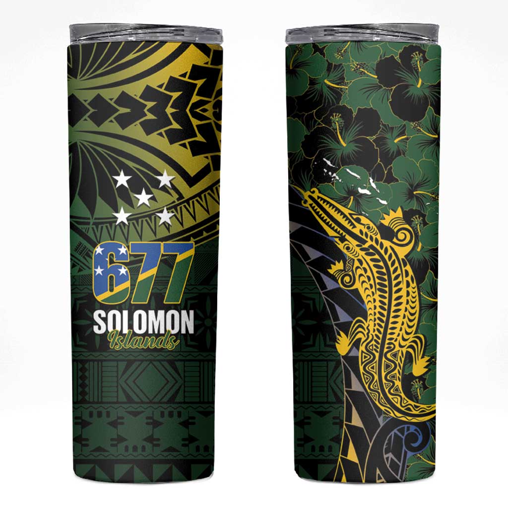 Solomon Islands Skinny Tumbler 677 Proud Crocodile Melanesian Pattern - Polynesian Pride