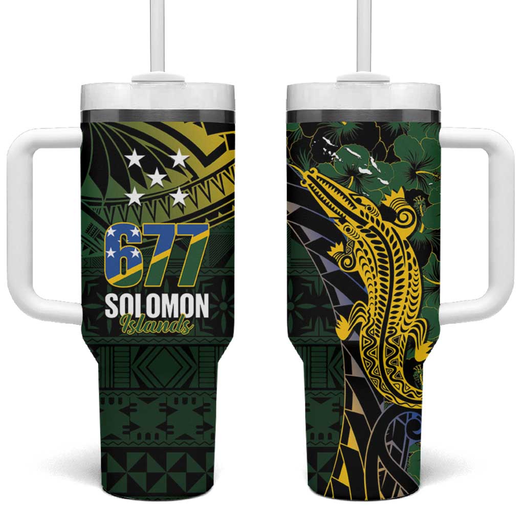 Solomon Islands Tumbler With Handle 677 Proud Crocodile Melanesian Pattern - Polynesian Pride