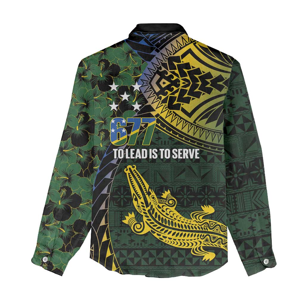 Solomon Islands Women Casual Shirt 677 Proud Crocodile Melanesian Pattern - Polynesian Pride
